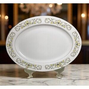 Vintage Sterling Fine China Florentine Japan Oval Serving Platter 14 3/8” Long